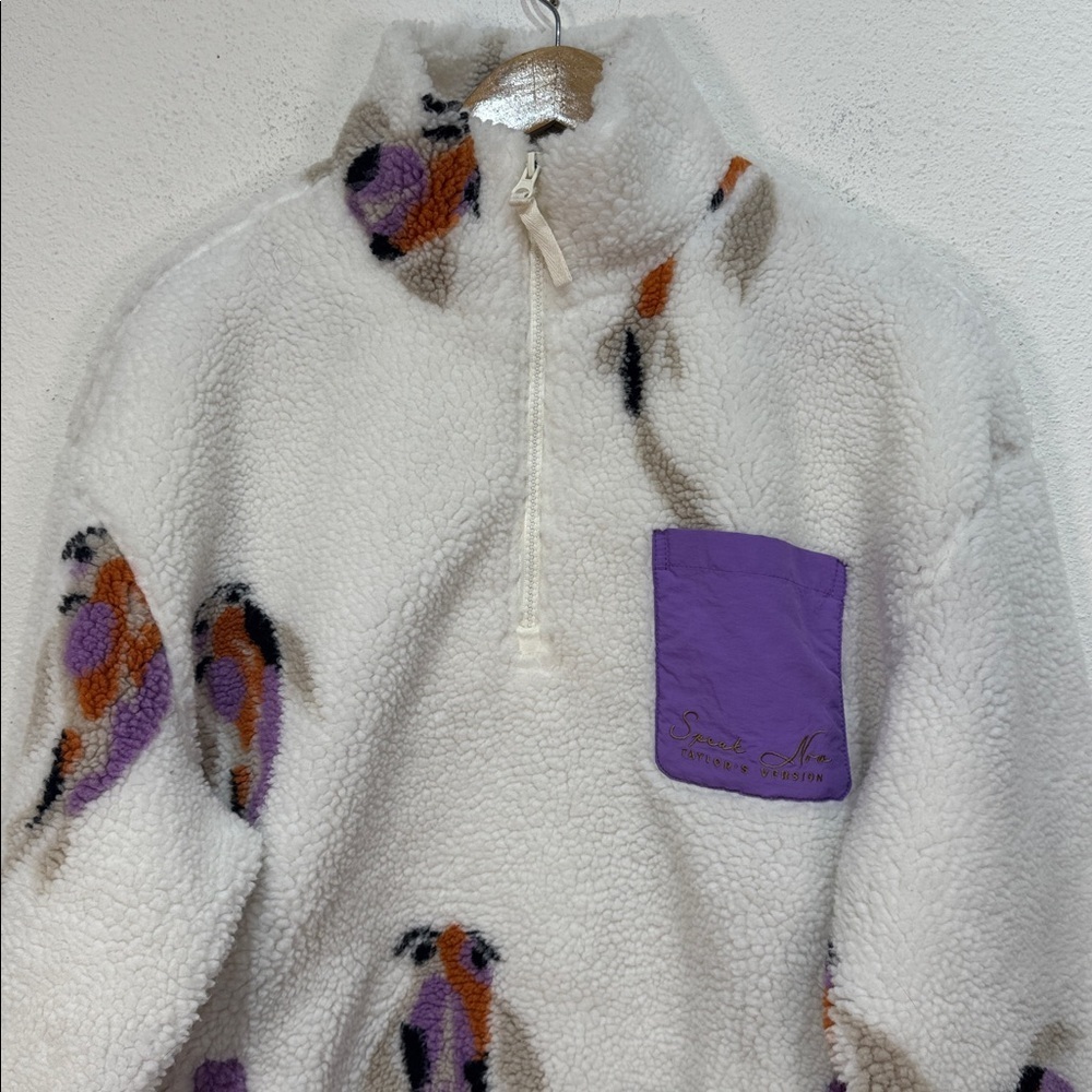 Taylor Swift Koi Fish Quarter Zip Fleece Sherpa Pullover Size Large - Picture 3 of 11